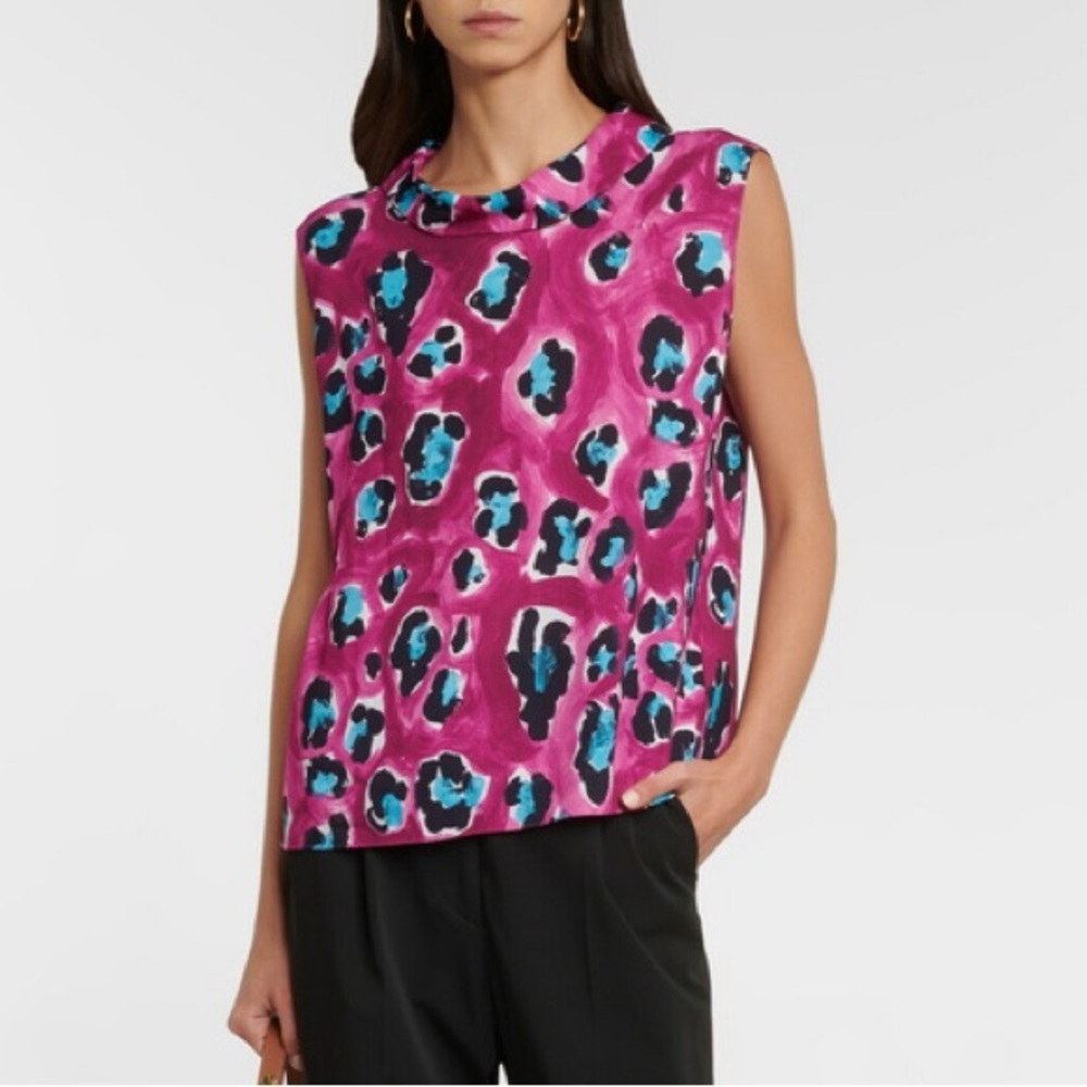 Marni Leopard-Print Tank Top in Dry Rose